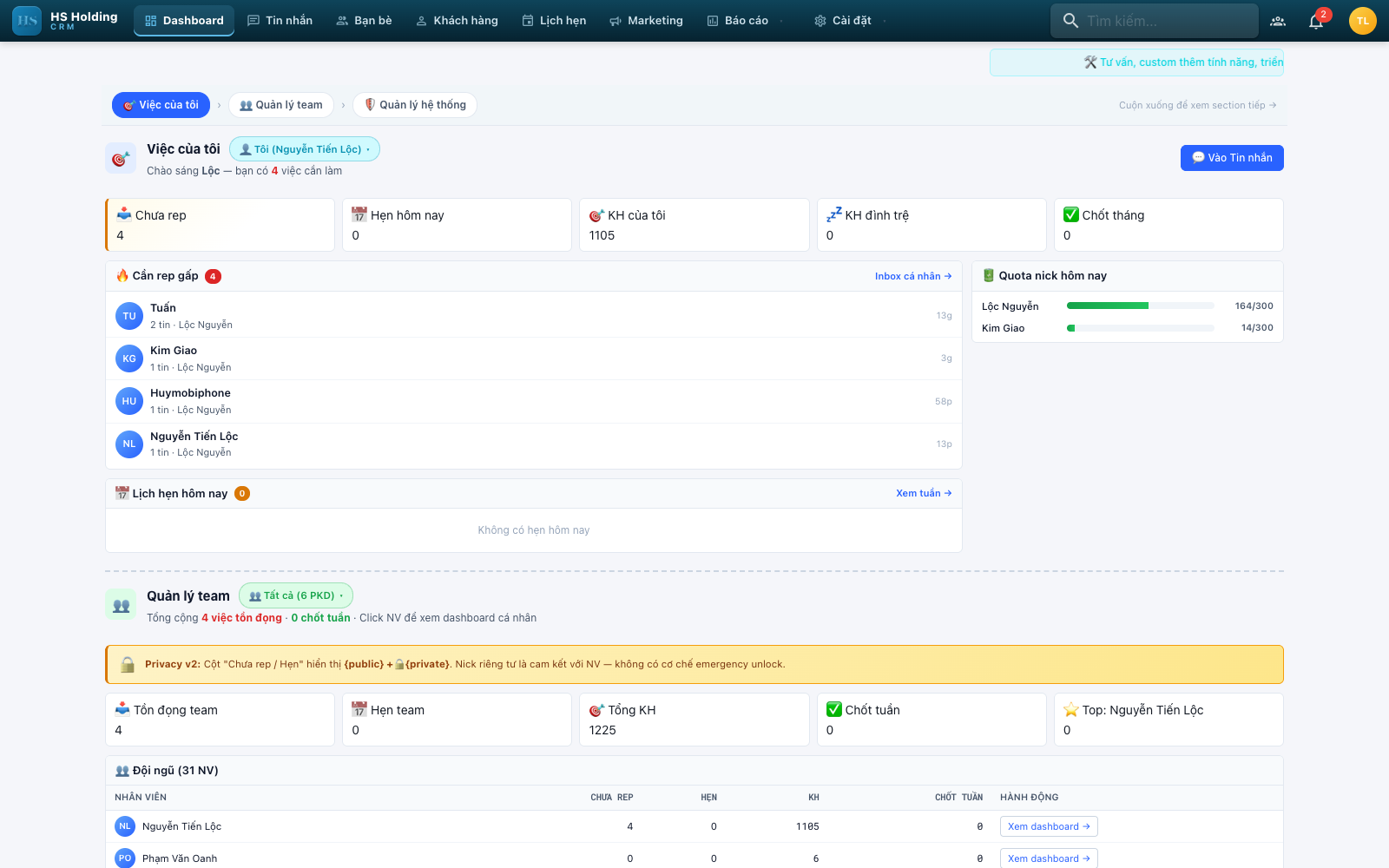 Dashboard — Việc của tôi