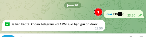 Sale gõ /link cho bot và bot xác nhận liên kết