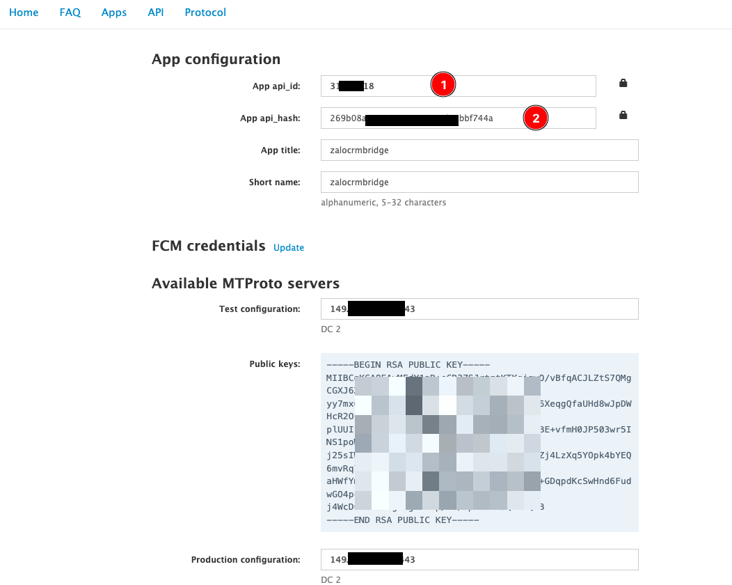 Lấy api_id và api_hash